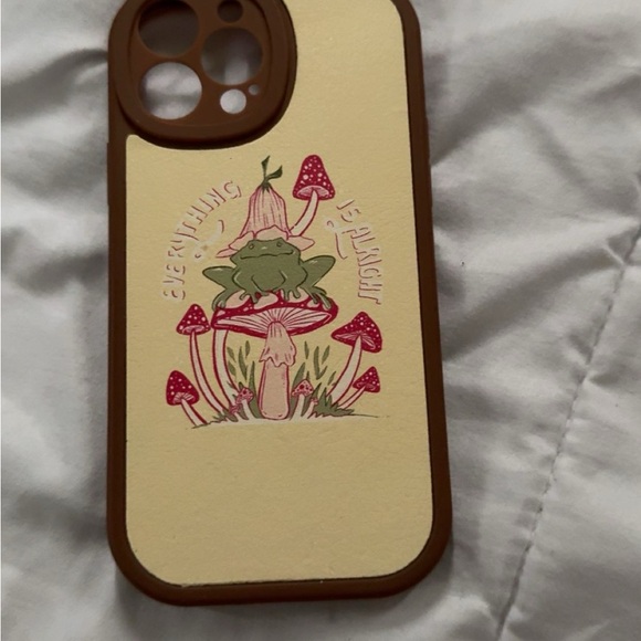 Brown and Cream Phone Case with Mushroom Design - Picture 1 of 1